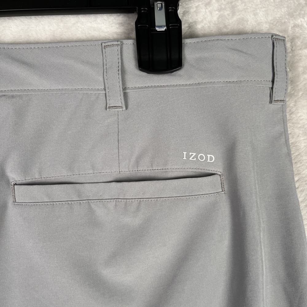 Izod Men's‎ Golf Pants 38x32 Gray Stretch Flat Front Logo Performance Light Grey - Picture 4 of 10